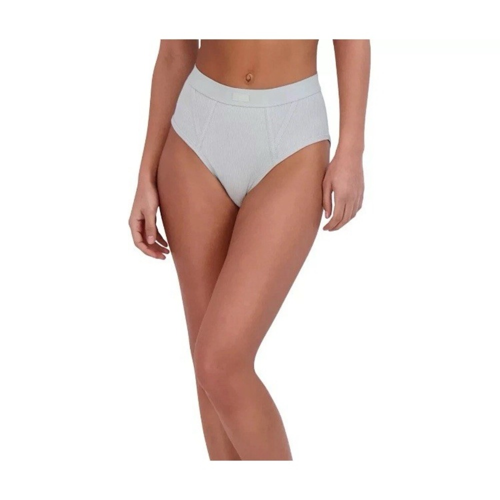Steve Madden Women's Underwear Ribbed High Cut Brief Puritan Gray Small